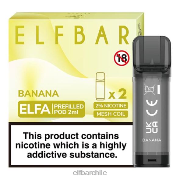 cápsula precargada elfbar elfa - 2 ml - 20 mg (paquete de 2) banana DS2DF105