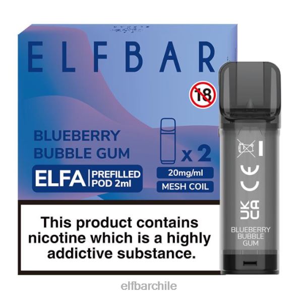 cápsula precargada elfbar elfa - 2 ml - 20 mg (paquete de 2) chicle de arándanos DS2DF126