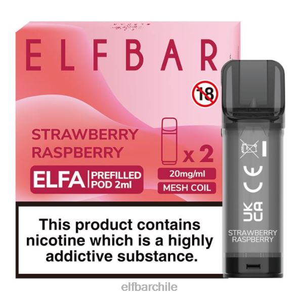 cápsula precargada elfbar elfa - 2 ml - 20 mg (paquete de 2) frambuesa fresa DS2DF112