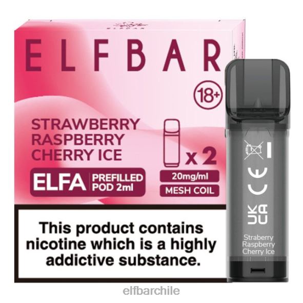 cápsula precargada elfbar elfa - 2 ml - 20 mg (paquete de 2) fresa frambuesa cereza hielo DS2DF129