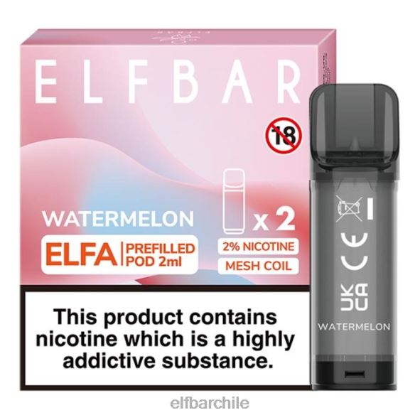 cápsula precargada elfbar elfa - 2 ml - 20 mg (paquete de 2) sandía DS2DF108