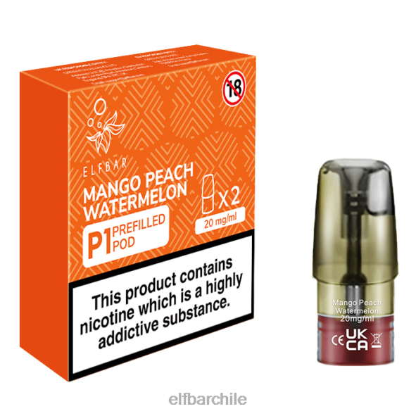 elfbar mate 500 p1 vainas precargadas - 20 mg (paquete de 2) sandía mango melocotón original DS2DF158