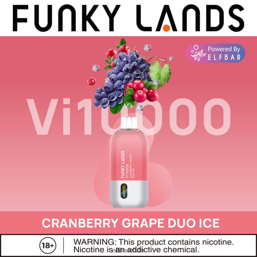 ELFBAR Funky Lands desechables vape vi10000 bocanadas hielo dúo de uva y arándano L84404165