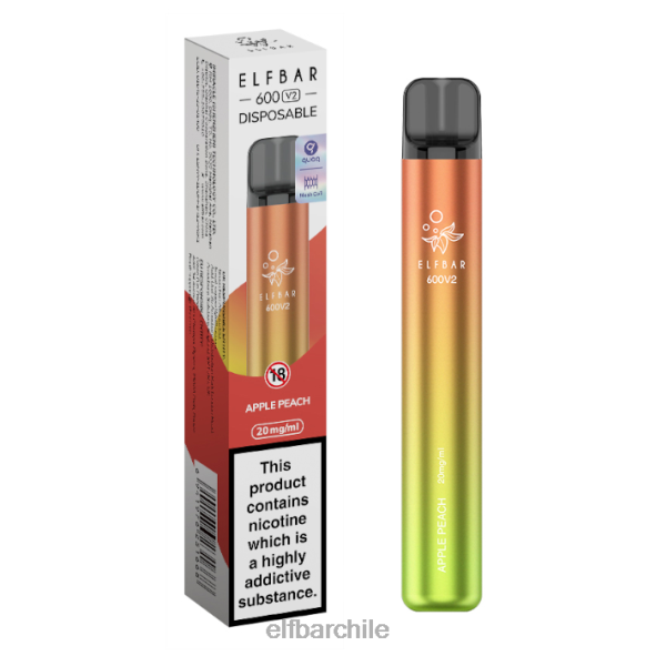 Vaporizador desechable elfbar 600v2 - 20 mg durazno manzana DS2DF11