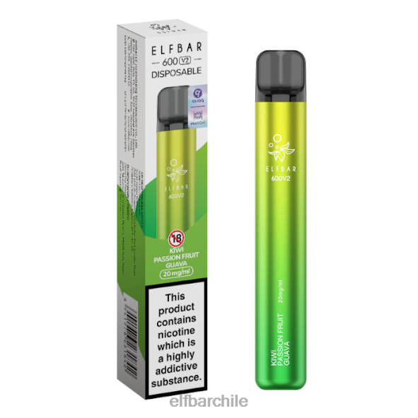 Vaporizador desechable elfbar 600v2 - 20 mg kiwi maracuyá guayaba DS2DF12